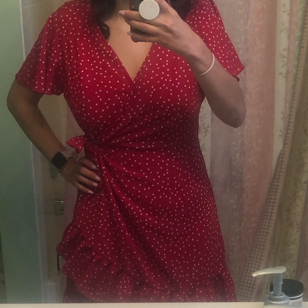 Polka dot wrap dress